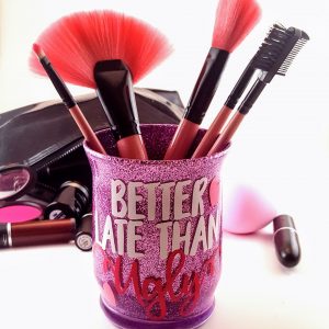 Glitter brush holder