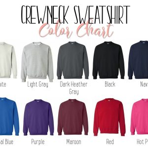 Personalized sweatshirt color chart