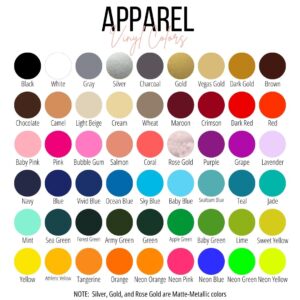 Apparel Vinyl Colors